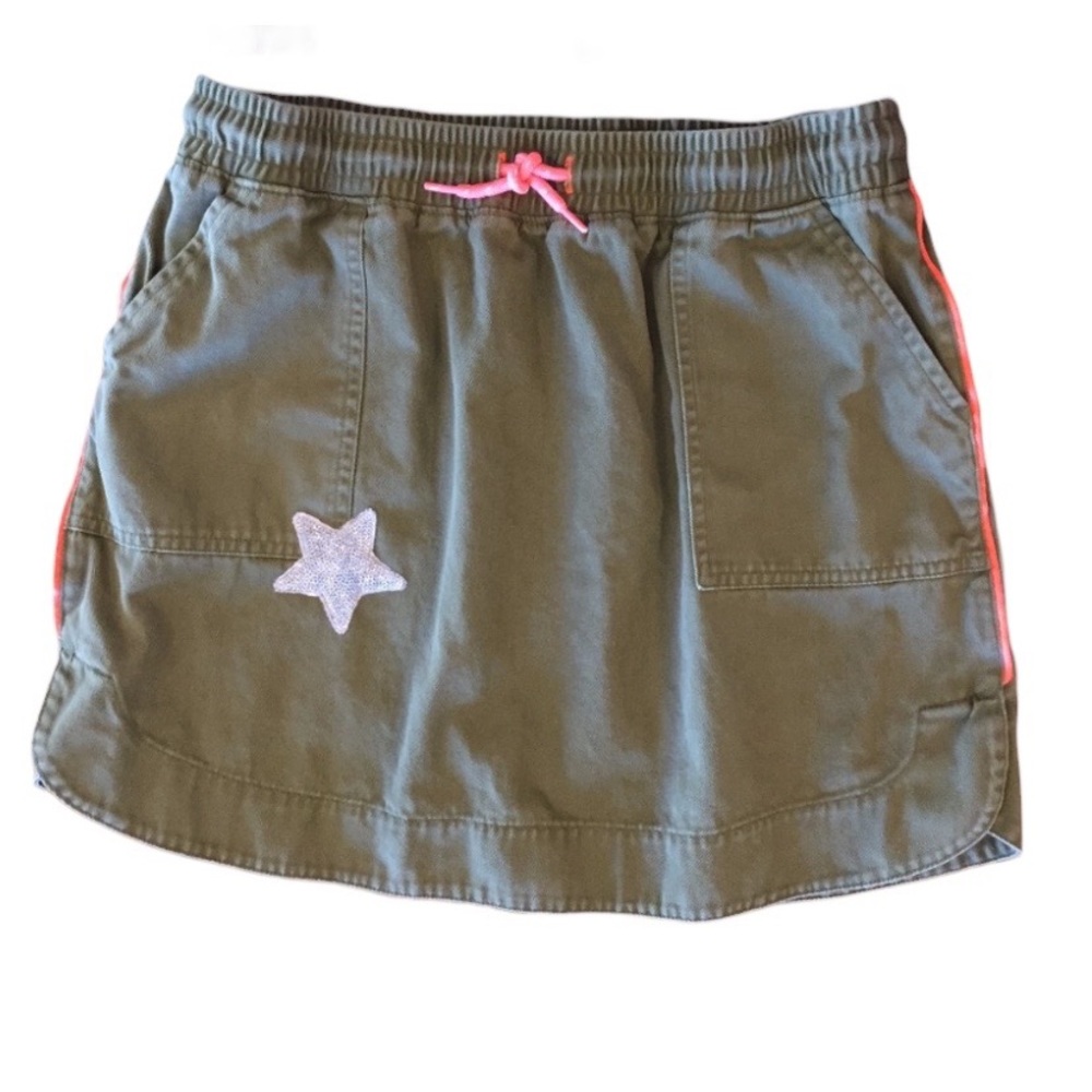 Cat & Jack Olive Twill Girls XL(14-16) Star Patch Skirt